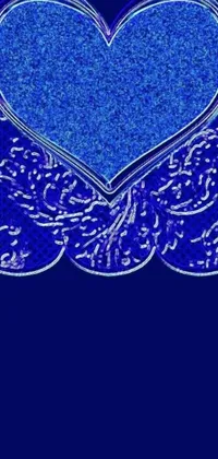 Blue heart live wallpaper featuring a digital rendering of an ornate and arabesque blue heart on a matching background