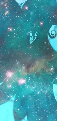 This live wallpaper features a serene woman sitting in a body of water with a cosmic butterfly nebula in the background