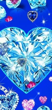 This stunning live wallpaper features a blue heart surrounded by shimmering diamonds, adding a touch of glamour to your device