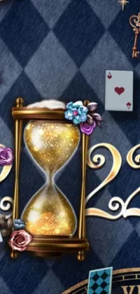 This magical phone live wallpaper features a sleek clock sitting on top of an incredibly ornate table