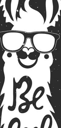 This phone live wallpaper features a furry llama wearing sunglasses with the phrase "be cool" written underneath