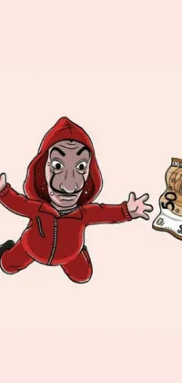 This live wallpaper features an individual in a red hoodie holding a mobile phone, portraying the gadget-dependent generation of today