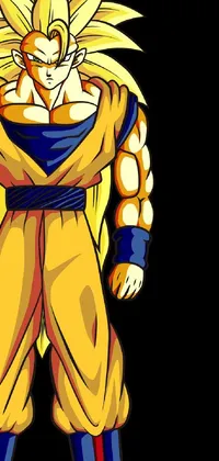 This Dragon Ball live wallpaper features a stunning vector art drawing of Gohan, complete with long yellow hair and his signature purple and black outfit
