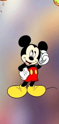 Add some fun and color to your phone screen with this digital live wallpaper featuring the iconic Mickey Mouse by Walt Disney