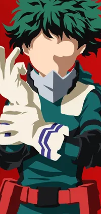 This phone live wallpaper showcases a close-up of a hand holding a glove in a vector art style