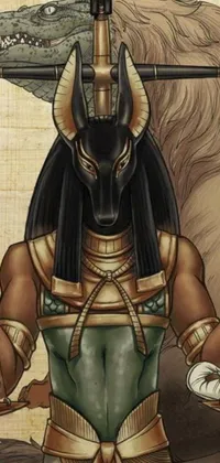 unleash the essence of Egypt with this stunning phone live wallpaper featuring an Afrofuturistic-inspired painting of a fierce Egyptian woman wielding a sword