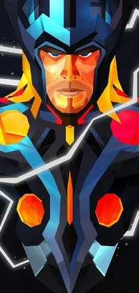 This live wallpaper displays a character from the Thor 2 Marvel movie in vector art
