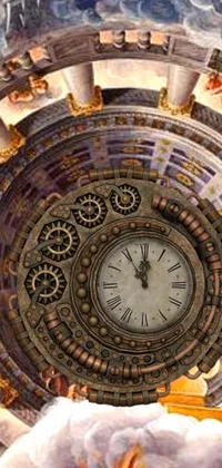 If you're on the lookout for a phone wallpaper that exudes mystery and magnificence, this is the one for you! Featuring a digital clock on the side of a grand building, this live wallpaper is inspired by ancient biomechanics and boasts intricate details and mechanical components