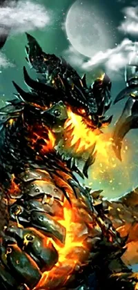 Get ready for a fiery phone experience with this dragon live wallpaper! This vibrant artwork is bursting with intricate details and bold colors, featuring an awe-inspiring dragon with flames emanating from its mouth