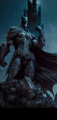 Bring some gothic flavor to your phone's screen with this stunning Batman statue live wallpaper