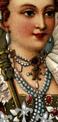 Introducing a stunning live wallpaper for your phone featuring a close-up of a woman wearing a tiable, a traditional headpiece popular in the mid-nineteenth century