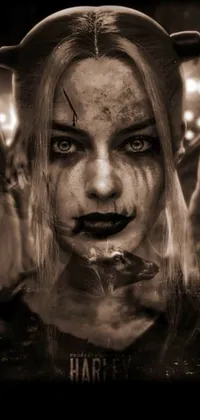 Looking for a phone wallpaper that's dark, moody, and perfectly eerie? Look no further than this black and white live wallpaper, featuring a creepy, gothic-inspired portrait