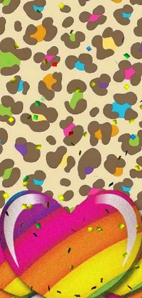 This phone live wallpaper showcases two heart-shaped lollipops designed in a playful Lisa Frank-inspired aesthetic