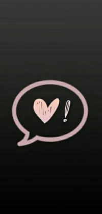 Brighten up your phone with this whimsical live wallpaper! This design by Emma Andijewska features a pink heart nestled within a speech bubble, set against a sleek black background