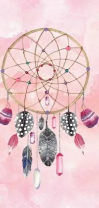 Elevate your phone's background with a stunning live wallpaper feature a watercolor painting of a dream catcher