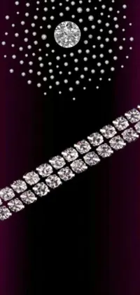 This phone live wallpaper showcases a beautiful diamond bracelet on a purple background