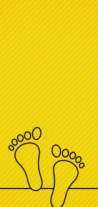 This live phone wallpaper features a fun and whimsical design with a pair of feet set against a yellow background