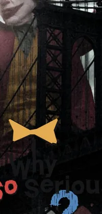 This live phone wallpaper showcases a trendy man in a bow tie, standing gracefully in front of a bridge
