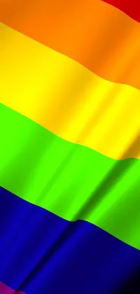 This iPhone live wallpaper features a colorful rainbow flag waving gracefully in the wind