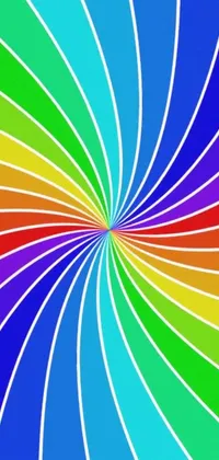 Bring color and vibrance to your phone's home-screen with this stunning live wallpaper! It features a gorgeous rainbow-colored spiral background with white lines that add depth and texture to the design