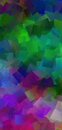 This stunning phone live wallpaper features a beautiful multicolored digital art background inspired by crystal cubism