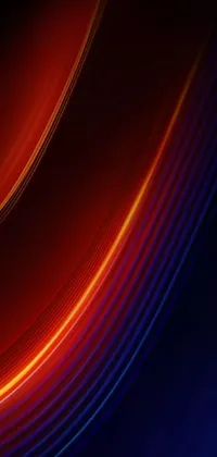This mobile live wallpaper showcases a stunning image with a red and blue backdrop, intertwined with curved lines and illuminated by a smooth rim light and a striking orange light
