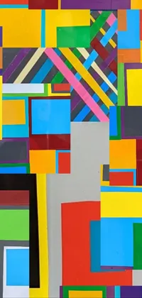 This wallpaper for your phone is an abstract painting of colorful squares and rectangles