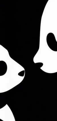 This live wallpaper features two cute panda bears standing together in a minimalist, cartoon-style design