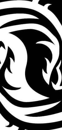 This phone live wallpaper features a stunning black and white image of a dragon engulfed in yinyang-shaped flames