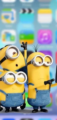 This live wallpaper is perfect for minion fans! Featuring two cute characters standing side by side, this iPhone 12 wallpaper is complemented by a colorful background that adds vibrancy and energy