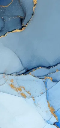 This live wallpaper features a stunning abstract art design, showcasing a close up of a blue and gold marble surface