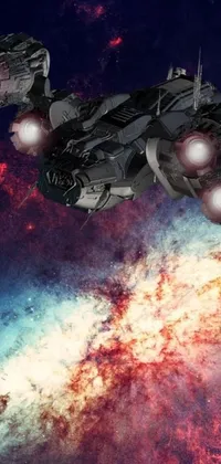 Experience an epic live wallpaper with a spaceship flying through a galaxy filled with stars