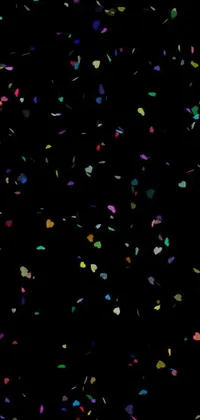 Add a colorful touch to your phone with this mesmerizing live wallpaper! On a sleek black background, watch as multicolored confetti cascades down your screen, with constantly shifting colors and shapes