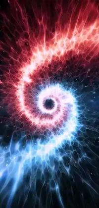 Looking for a mesmerizing live wallpaper for your phone? Check out this stunning red and blue spiral with a black hole in the center! Available in 8k resolution, this highly detailed wallpaper features flow visualization, particle explosions, the rise of consciousness, and cosmic energies