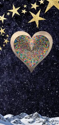 Decorate your phone with a stunning live wallpaper featuring a heart at the center of a mosaic of stars in the night sky