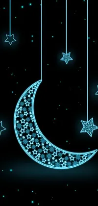 This phone live wallpaper features a mesmerizing night sky filled with glittering multiversal ornaments in beautiful shades of cyan blue