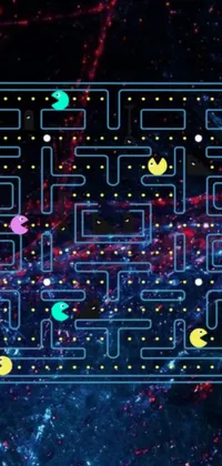 This phone live wallpaper showcases a colorful pixel art design inspired by the classic game Pac-Man