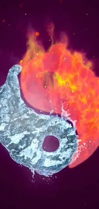 This phone live wallpaper brings a stunning yin yang-shaped fire in vibrant colors of red, orange, and yellow
