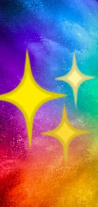 This phone live wallpaper features a stunning close-up view of a radiant star on a colorful digital art background