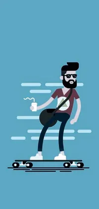 Looking for an electrifying live wallpaper for your iPhone? Look no further! This trendy animation features a cool bearded man skateboarding with confidence