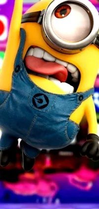 This live wallpaper for phones features a hilarious yellow minion character screaming into the air