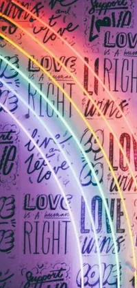 This lively phone live wallpaper features a close-up of a neon sign showcasing a rainbow line to celebrate gay rights