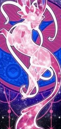 This stunning phone live wallpaper features a Sailor Moon-inspired design with a beautiful cat image against a vibrant blue and pink poster background