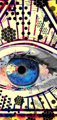 This live wallpaper for your phone features an eye that is the focal point of a digital art painting