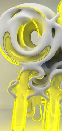 Experience stunning digital art with this live phone wallpaper! Featuring a mesmerizing yellow and white object sitting on a table, this artwork showcases trending zbrush central trends in generative art