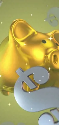 This stunning live wallpaper features a golden piggy bank with a dollar sign and edible crypto currency pouring out, creating an interactive and playful experience
