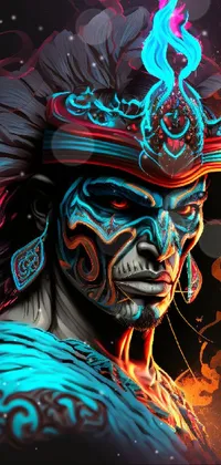 Experience the power of an Aztec warrior with this stunning phone live wallpaper