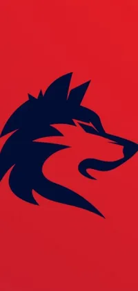 This phone live wallpaper features a black and red wolf logo on a vibrant red background