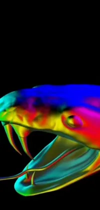 This mesmerizing phone live wallpaper features a stunning close-up of a brilliantly colorful fish set against a sleek black background, rendered using mesmerizing ray-traced technology