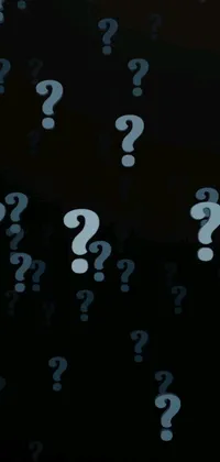 This dynamic phone live wallpaper features intriguing and mysterious question marks in different sizes and styles against a dark black background